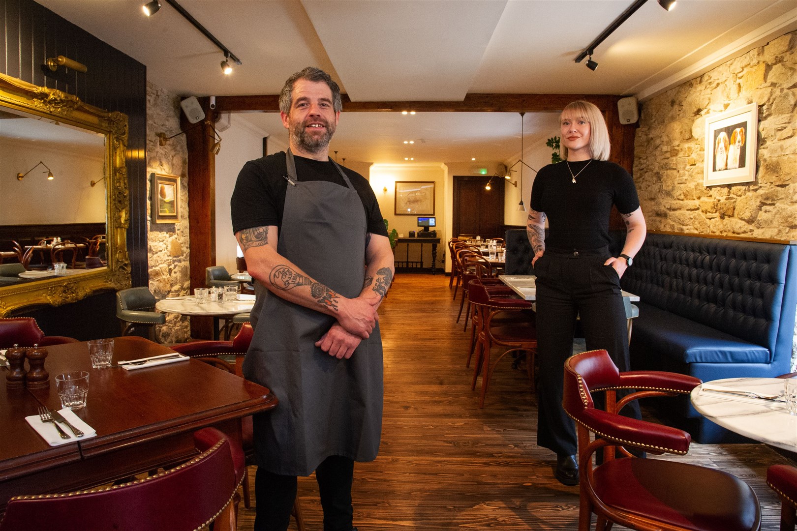 From left; Kris Mckie (Head Chef) and Clodagh Anderson (Restaurant Manager)...After closing at the start of the coronavirus pandemic, The Drouthy Cobbler has reopening under new management after an eight week refurbishment...Picture: Daniel Forsyth..