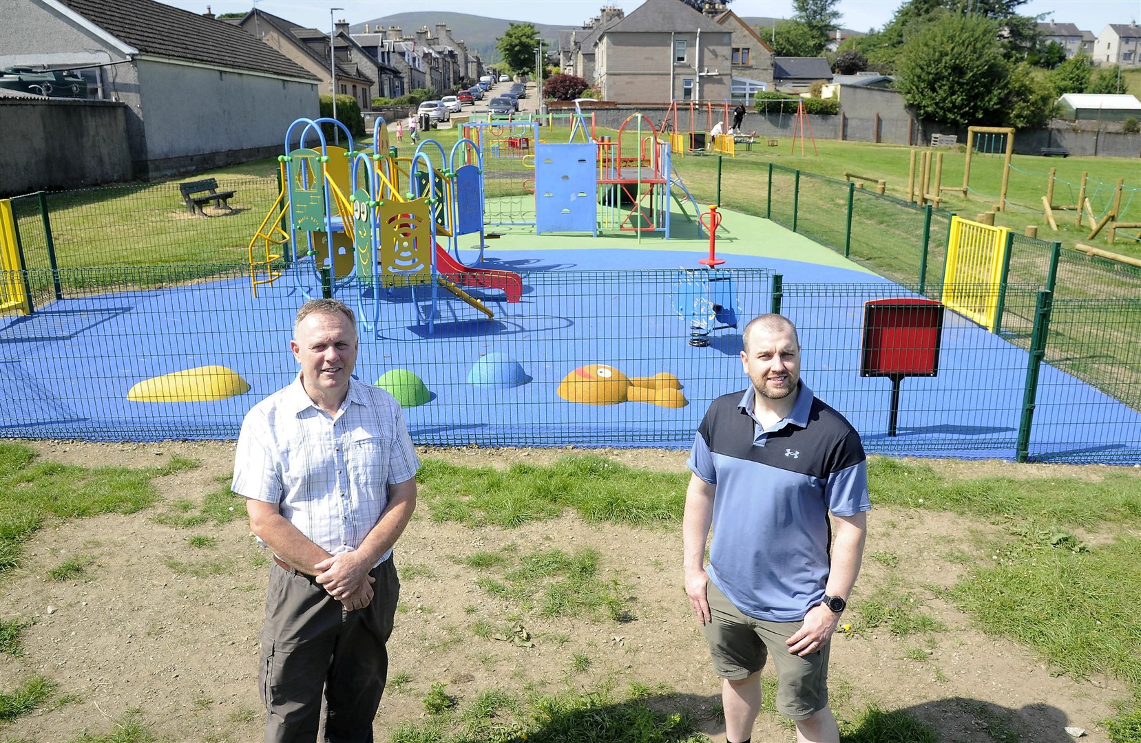 Chairperson Fraser McGill (right) and Treasurer George Tulloch...The first phase of the Tininver Park upgrade has taken place with £50,000 invested in play equipment...Picture: Becky Saunderson..