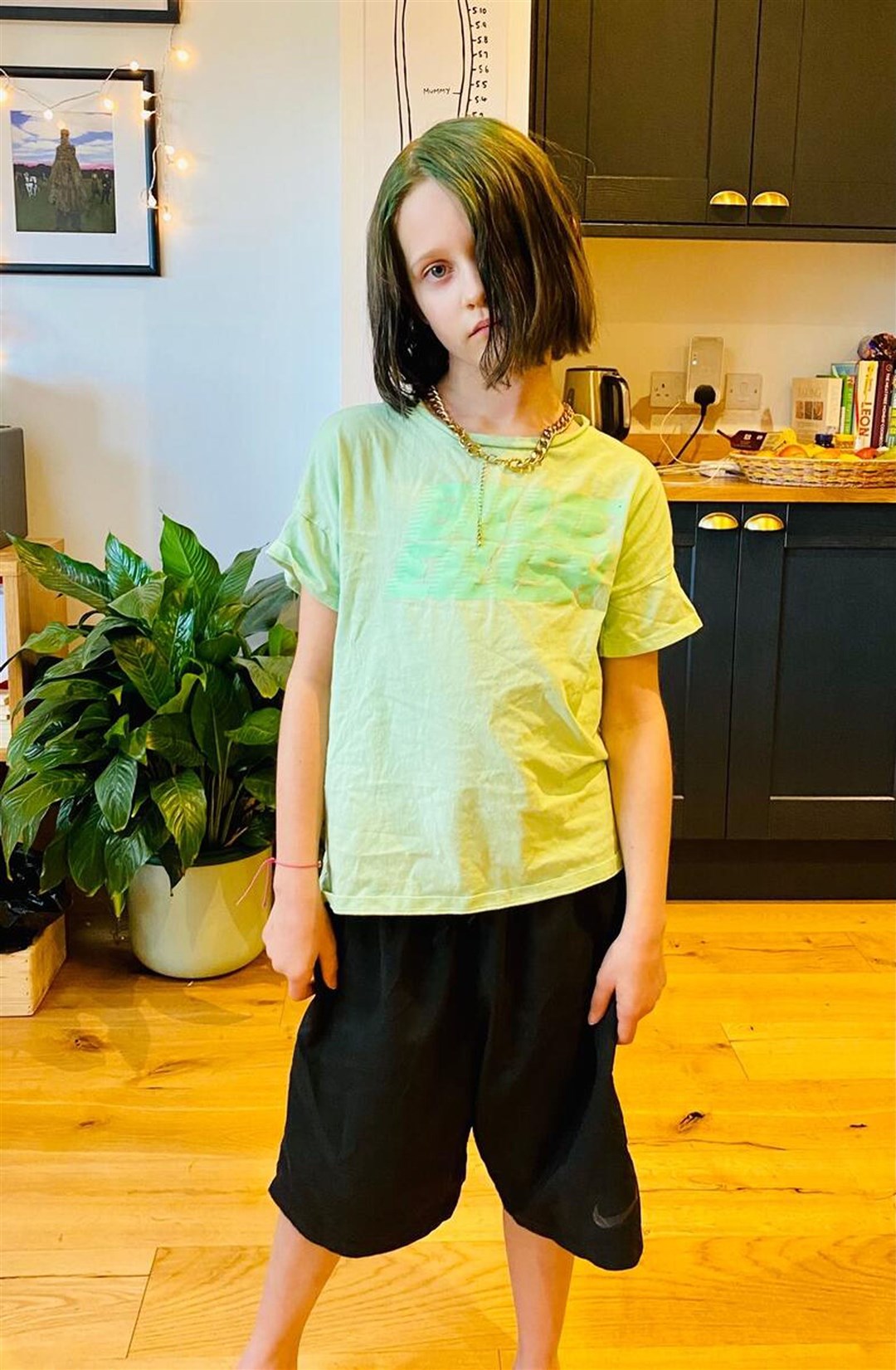 Pearl Parkin dressed as Billie Eilish to raise money for Save the Children (Save the Children/PA)