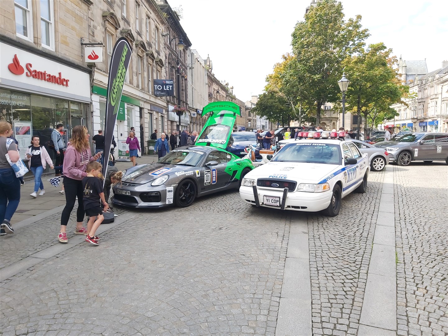 The CannonBawz cars ready to leave Elgin High Street.