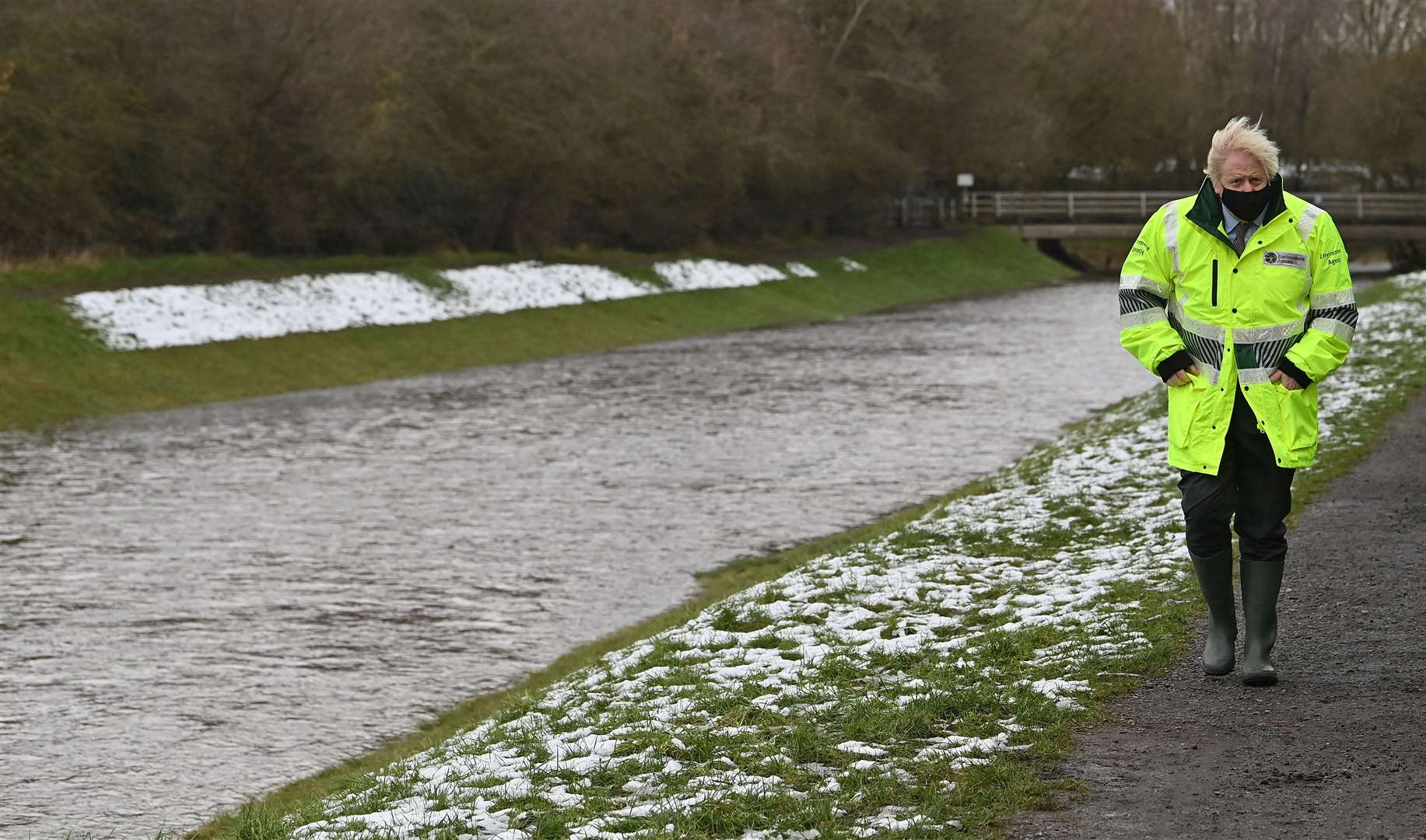 The Prime Minister during a visit to a storm basin near the River Mersey in Didsbury (Paul Ellis/PA)