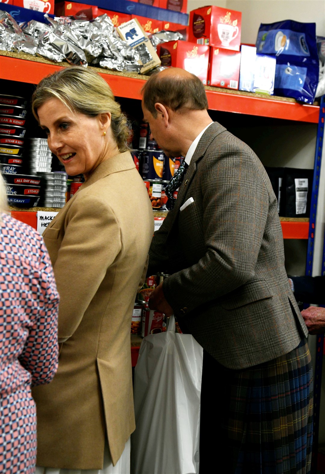 The royal pair helped pack food parcels at Moray Food Plus. Picture: Beth Taylor