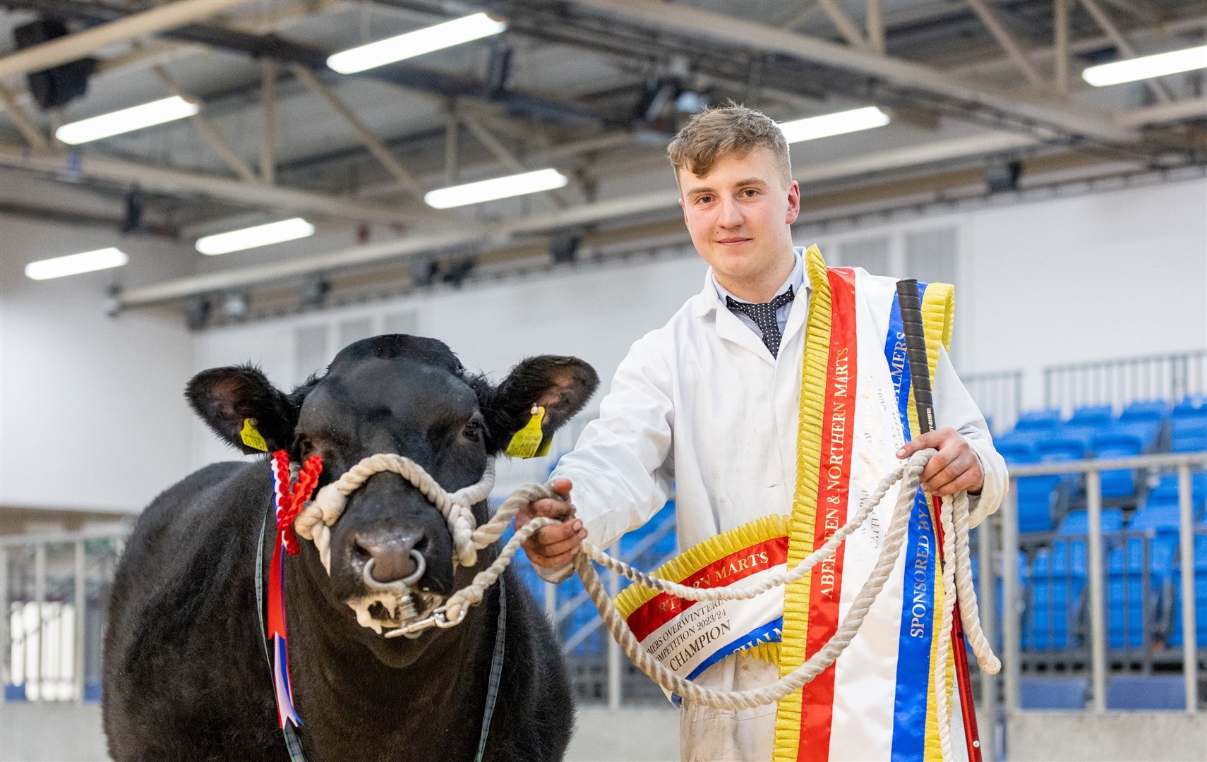 Finn Christie from Pitcaple won the Best Quality Animal position with a British Blue cross heifer scaling 642Kg,