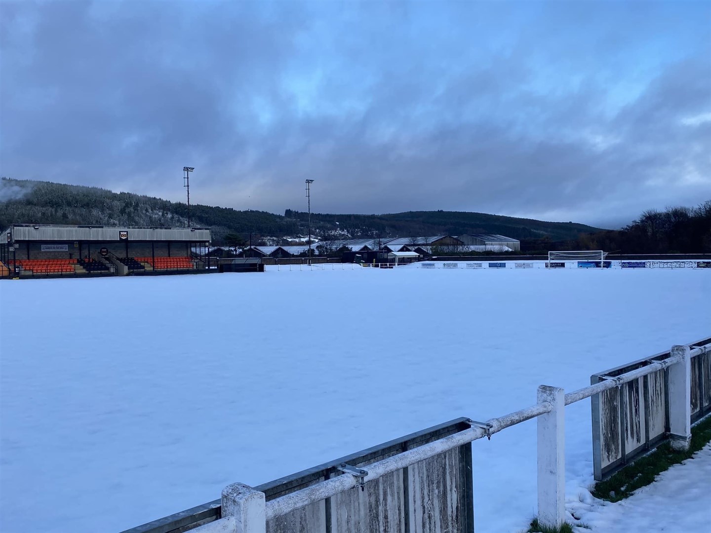 Snow has forced the postponement of Rothes' home match against Huntly. Picture: Rothes Football Club