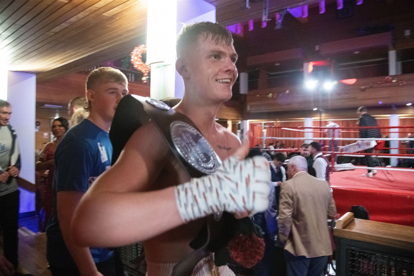 Another professional win under his belt, this time a title triumph for the Moray super-welterweight. Picture: Daniel Forsyth..