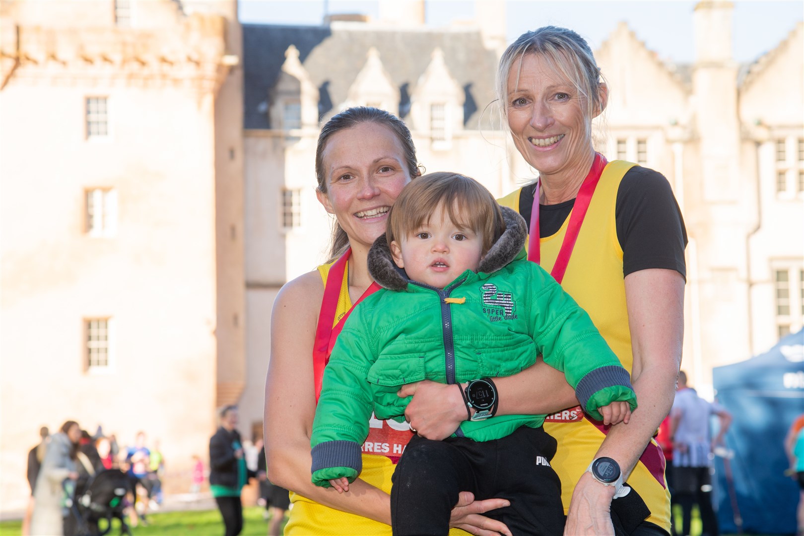 Inverness Harriers' Jenny Bannerman (left) with family...Forres Harriers' organised Brodie Castle 10k Race 2023...Picture: Daniel Forsyth..