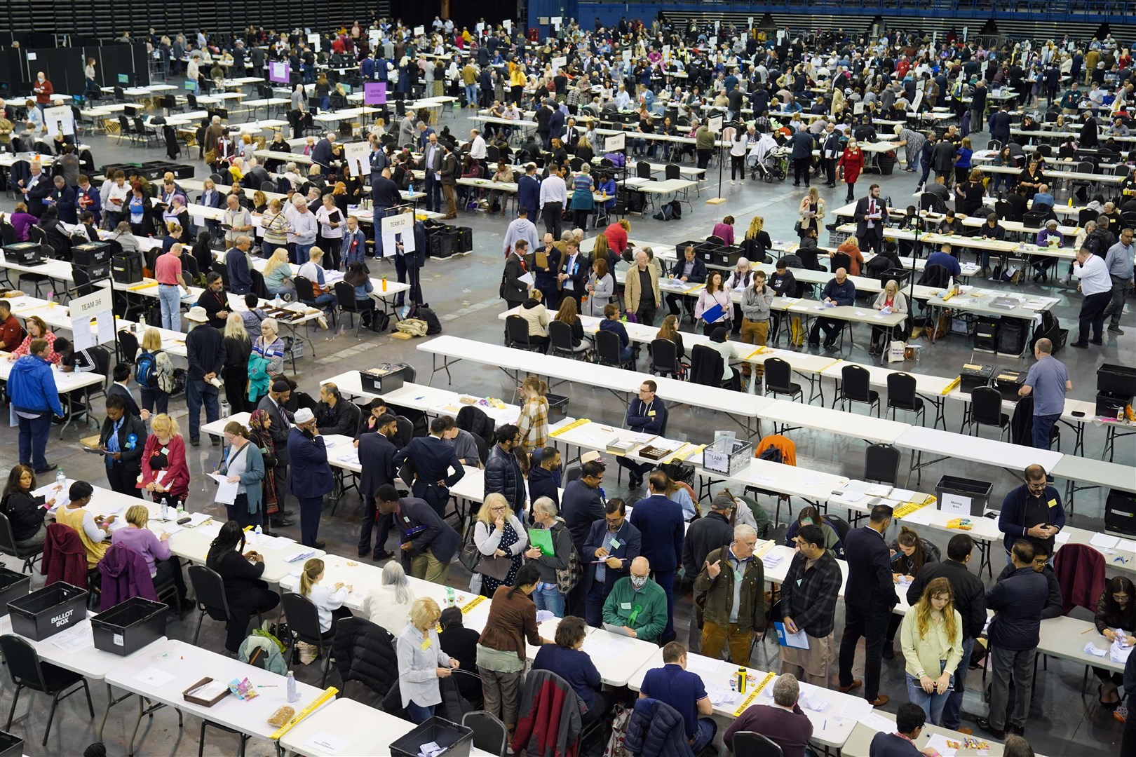 Ballot papers are sorted at Utilita Arena in Birmingham (Jacob King/PA)