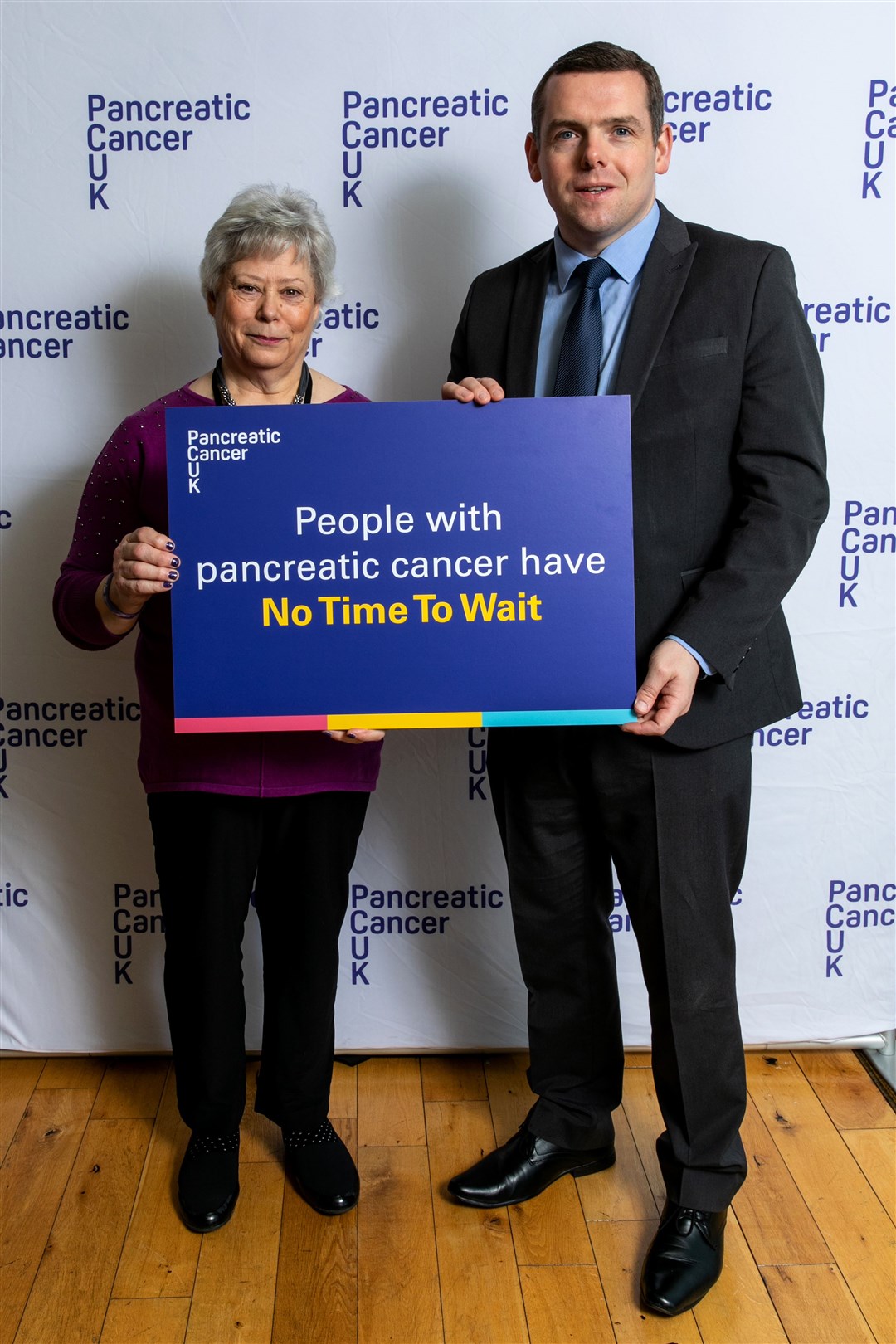 Moray's Conservative MP Douglas Ross with Penny Munro, PCUK volunteer, at a Pancreatic Cancer UK event at Westminster.