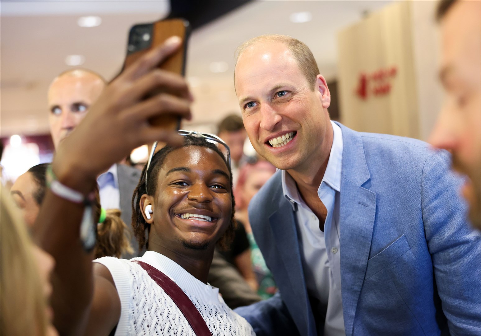 The Prince of Wales poses for a selfie at Pret A Manger in Bournemouth (Chris Jackson/PA)