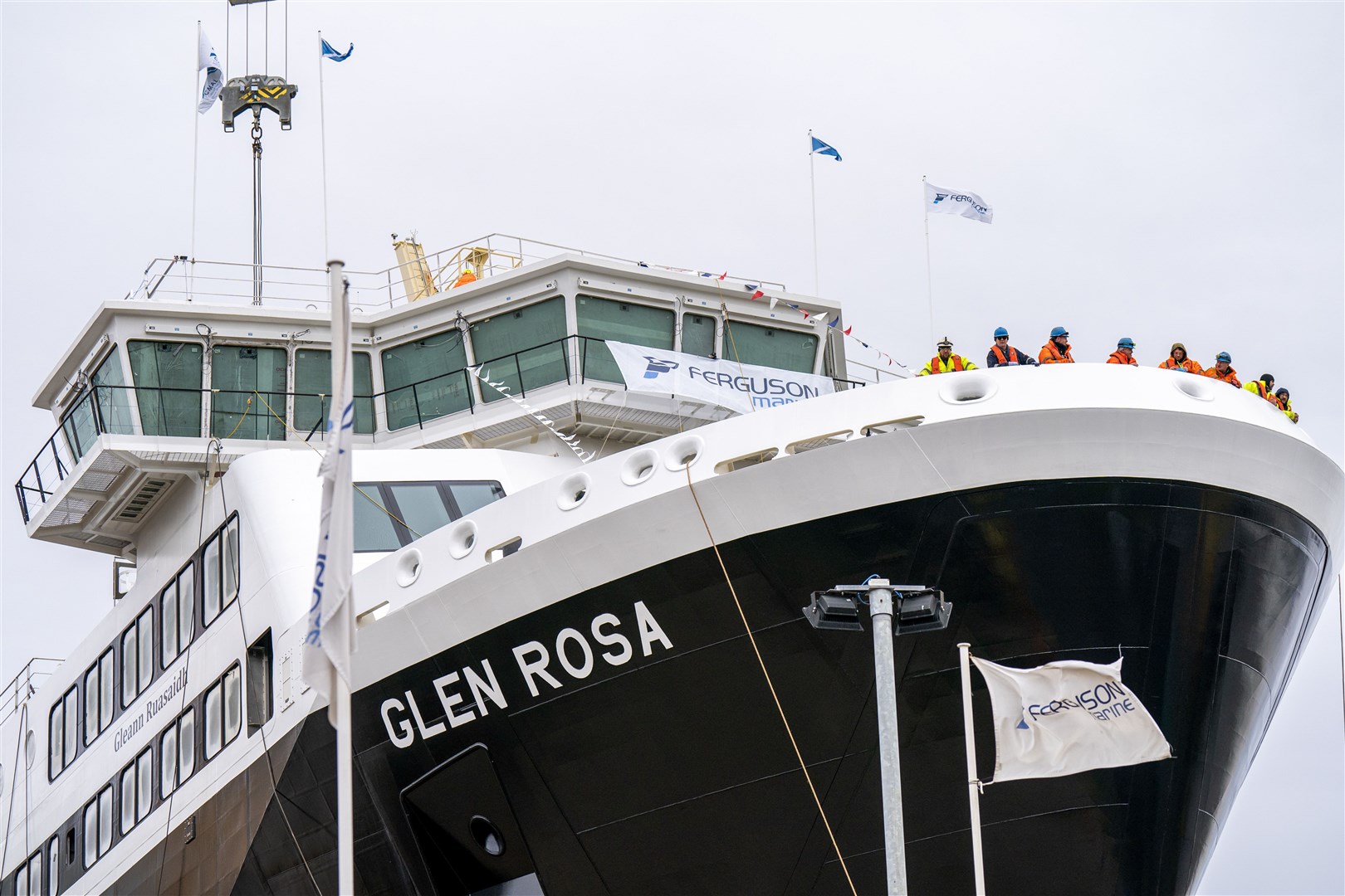 The bow of the MV Glen Rosa before being launched at the Ferguson Marine in Port Glasgow (Jane Barlow/PA)