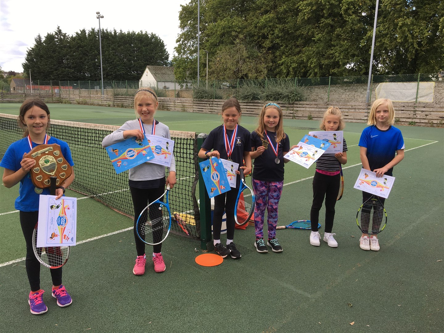 Some of the 9-and-under girls competitors including winner Rose Christie (far left), equal second-placed Ellie Hommel, Isla Johnston, and Eilidh Anderson.