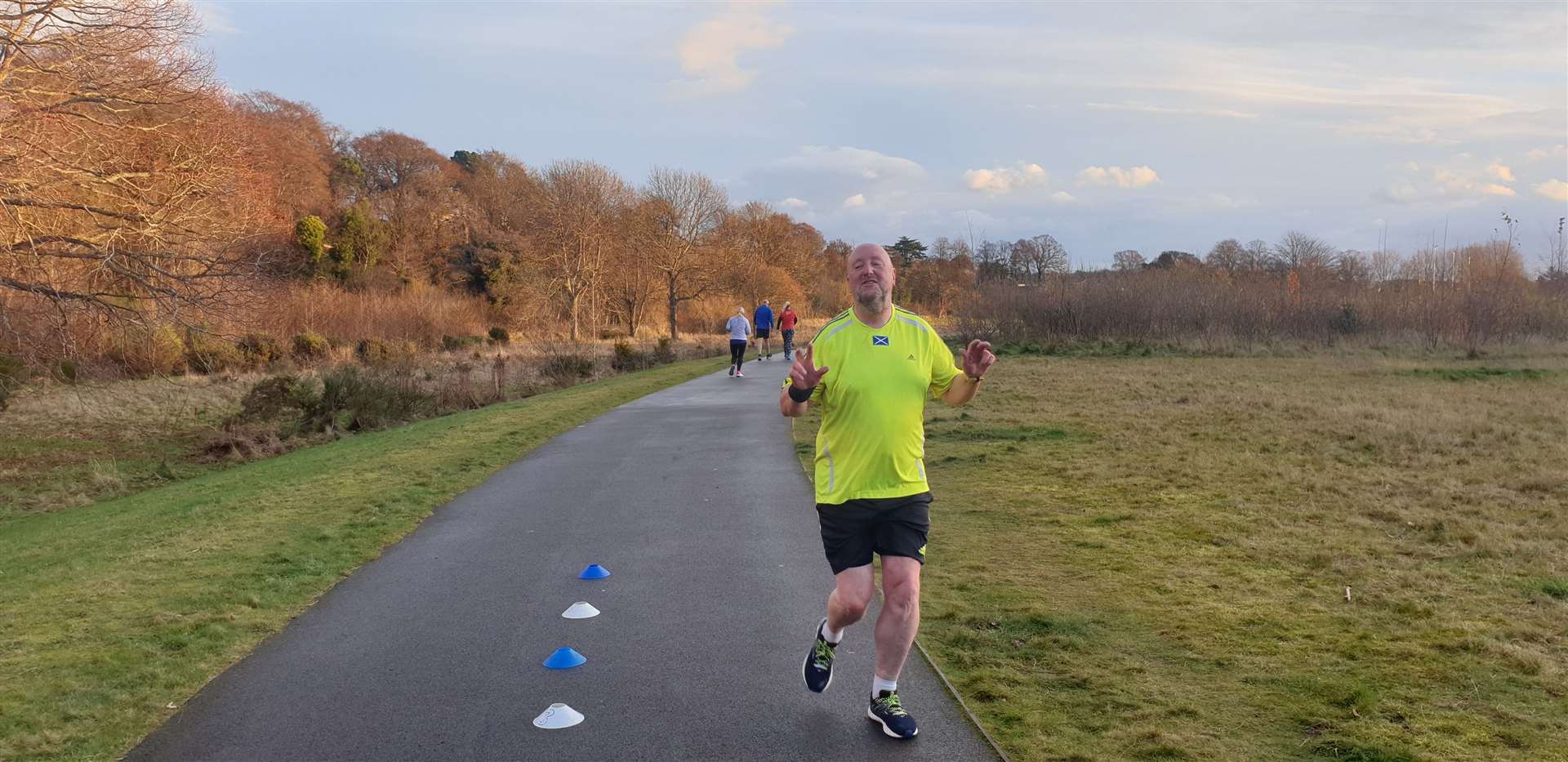 Paul Jamieson on the way to completing his first parkrun in a while after injury.