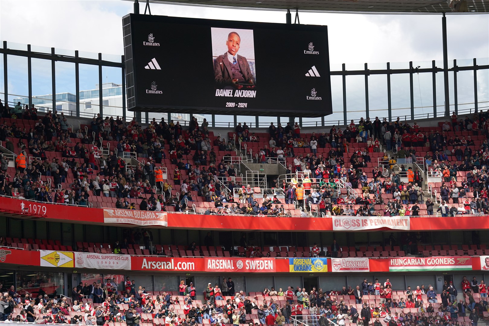 The club showed Daniel’s picture on the big screens ahead of their Premier League game on Saturday afternoon (Adam Davy/PA)