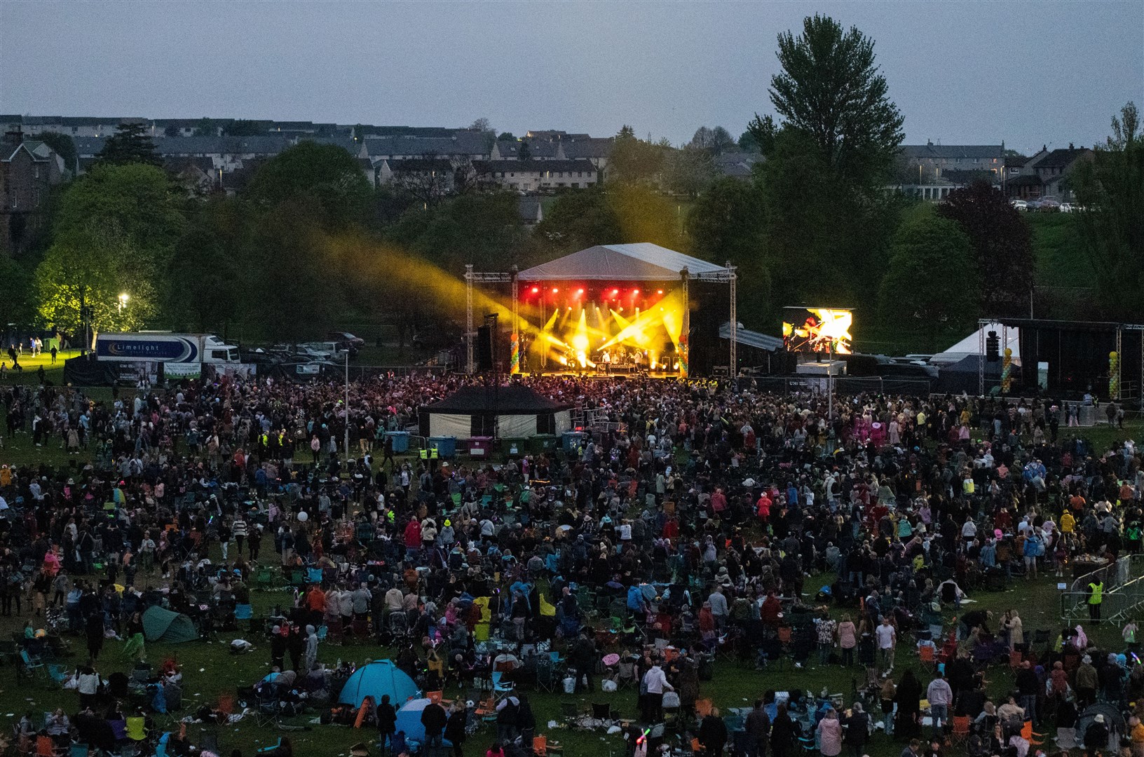Closing the main stage on the Sunday night of the festival was Scouting for Girls. MacMoray Music Festival 2024, held at Cooper Park, Elgin. Picture: Daniel Forsyth.