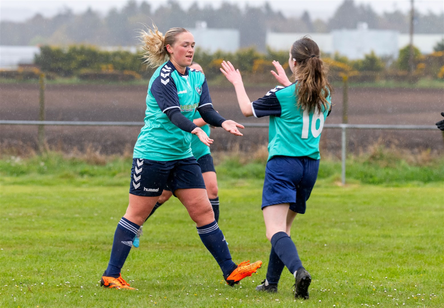 Emily McAuslan, pictured here celebrating her second goal, enjoyed an explosive return from injury. Picture: Beth Taylor
