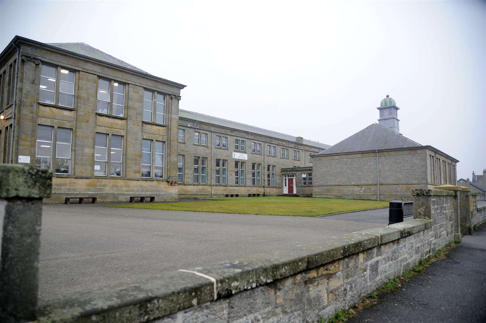 Buckie Community High School was closed after a section of roof was ripped off by Storm Arwen. Picture: Becky Saunderson