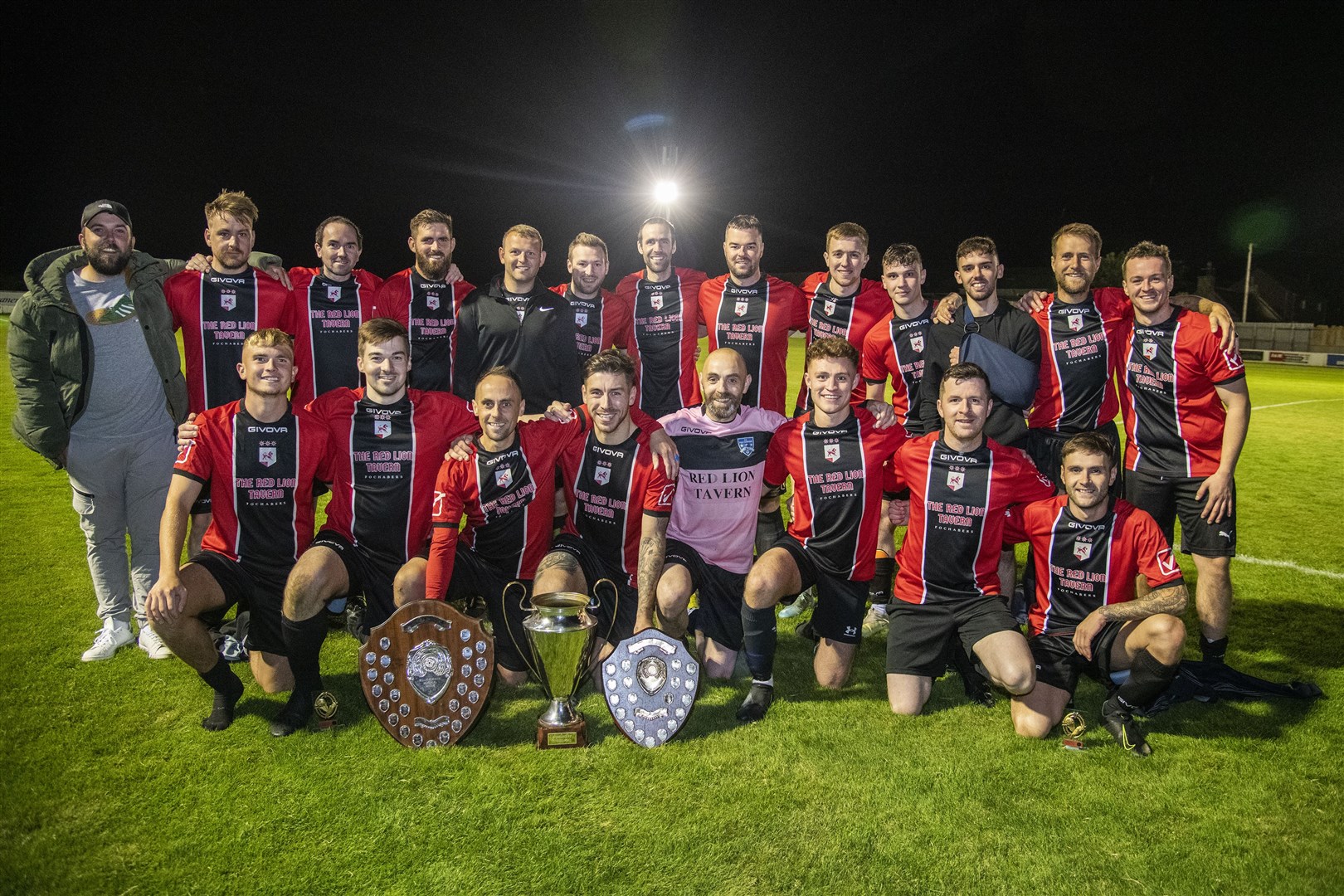 The FC Fochabers side that have collected a treble. Picture: Becky Saunderson