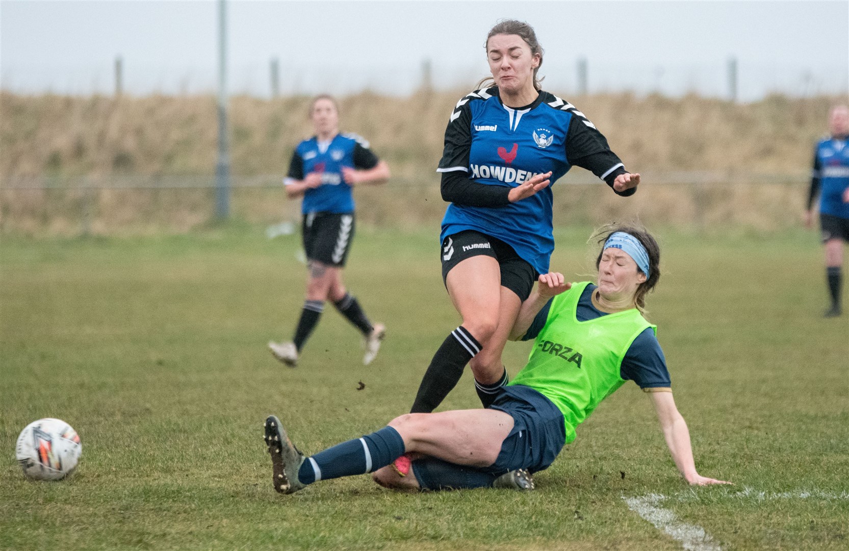 Skye Milne, pictured here in action against Sutherland, had a goal ruled out against Orkney. Picture: Daniel Forsyth.