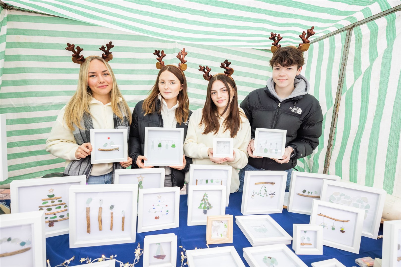 Youth Enterprise Scotlands, Highland & Moray. Christmas Market, Inverness. Pictured; Aqua Glass of Lossiemouth High School L-R: Isla Malcolm, Maddison Bruce, Lily Millican & Arron Tulloch.
