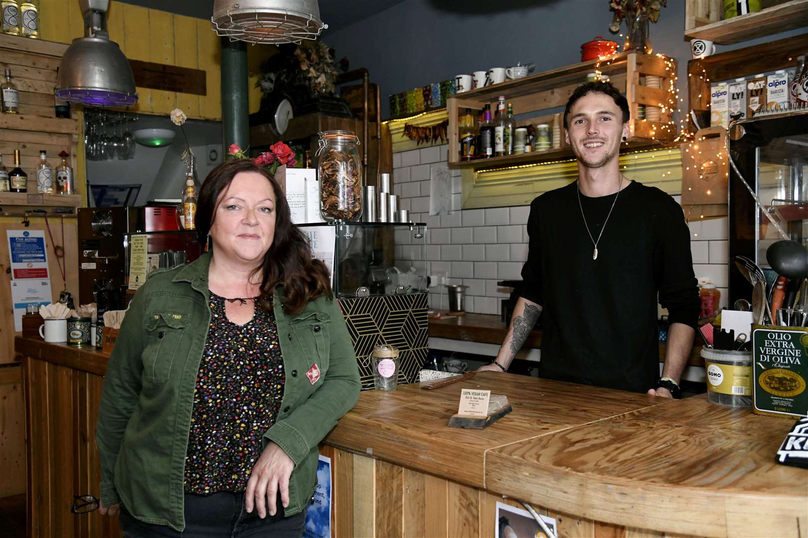 Sarah Doonan-Borthwick and Thomas Coombs inside Cafe Kombucha which is unfortunately closing...Cafe Kombucha Closing, Elgin...Picture: Beth Taylor.