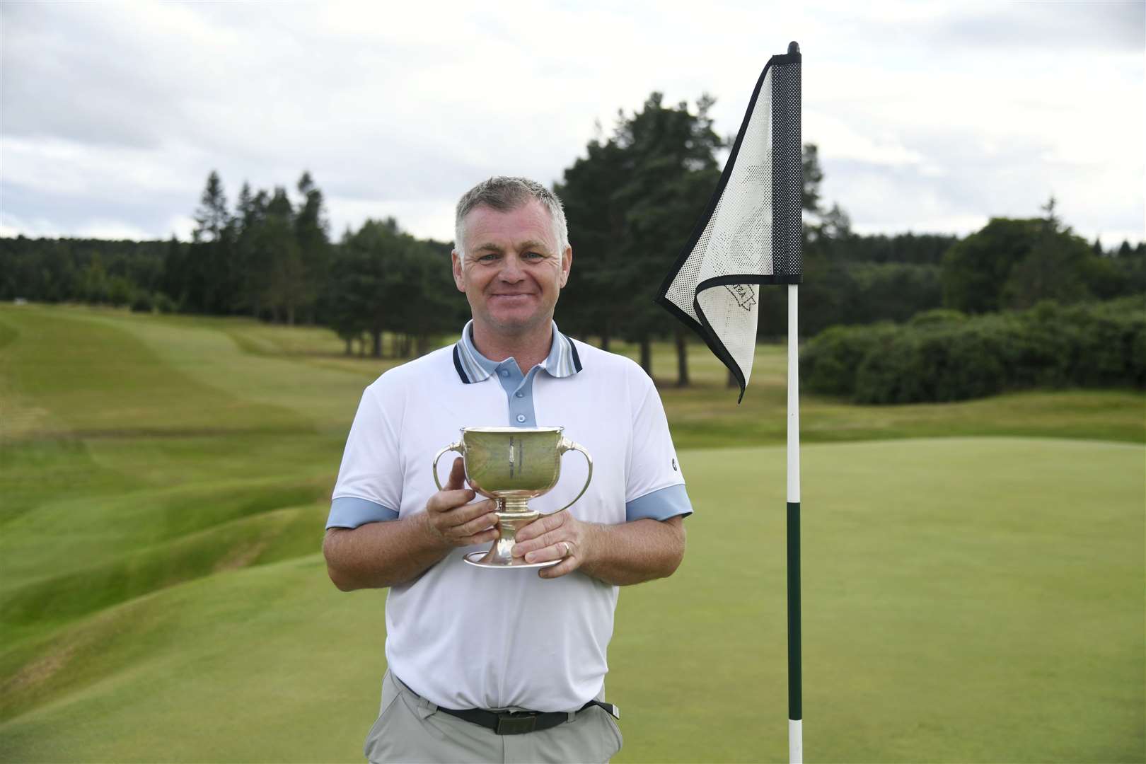 Winner of the Kynoch Shand Cup, Alan J Duncan, on the 18th hole...Elgin Five Day Open 2022...Picture: Beth Taylor.