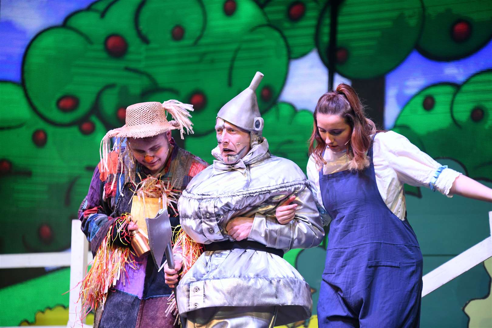 From left The Scarecrow played by Gregor Lawson, The Tinman played by Garry Collins and Shannon Miller as Dorothy.Picture: Becky Saunderson