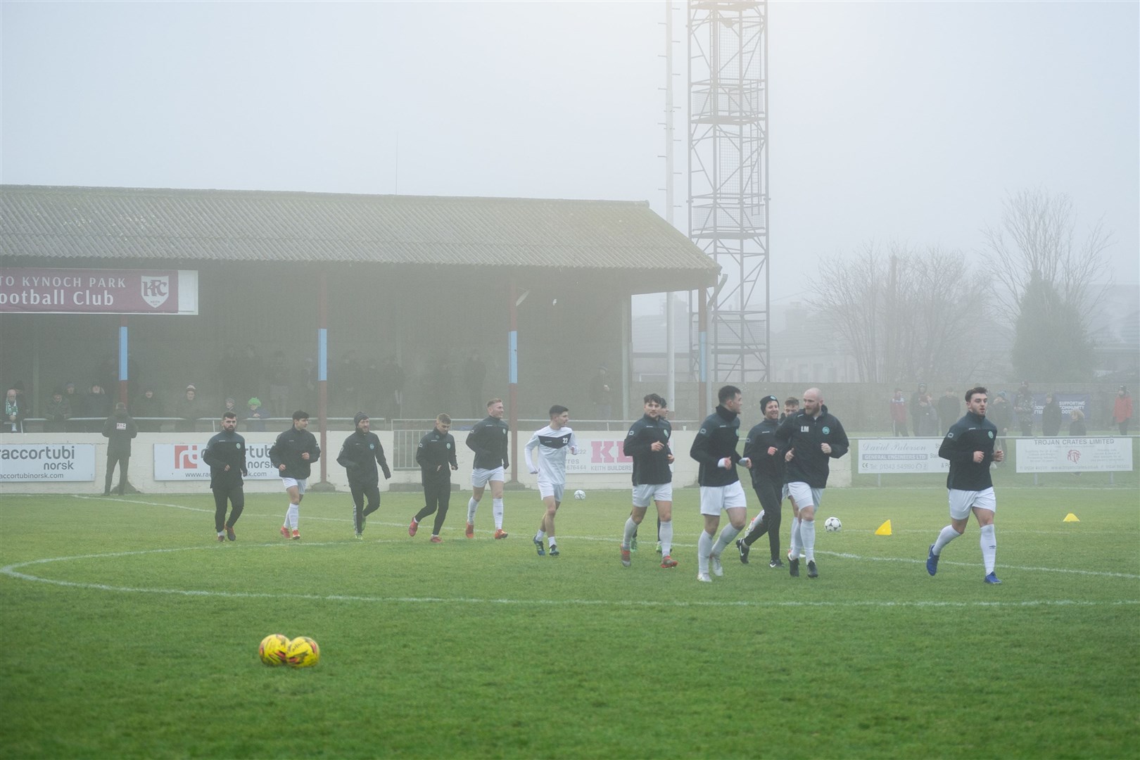 Buckie Thistle continued to use the pitch for a training session after the call off. Picture: Daniel Forsyth