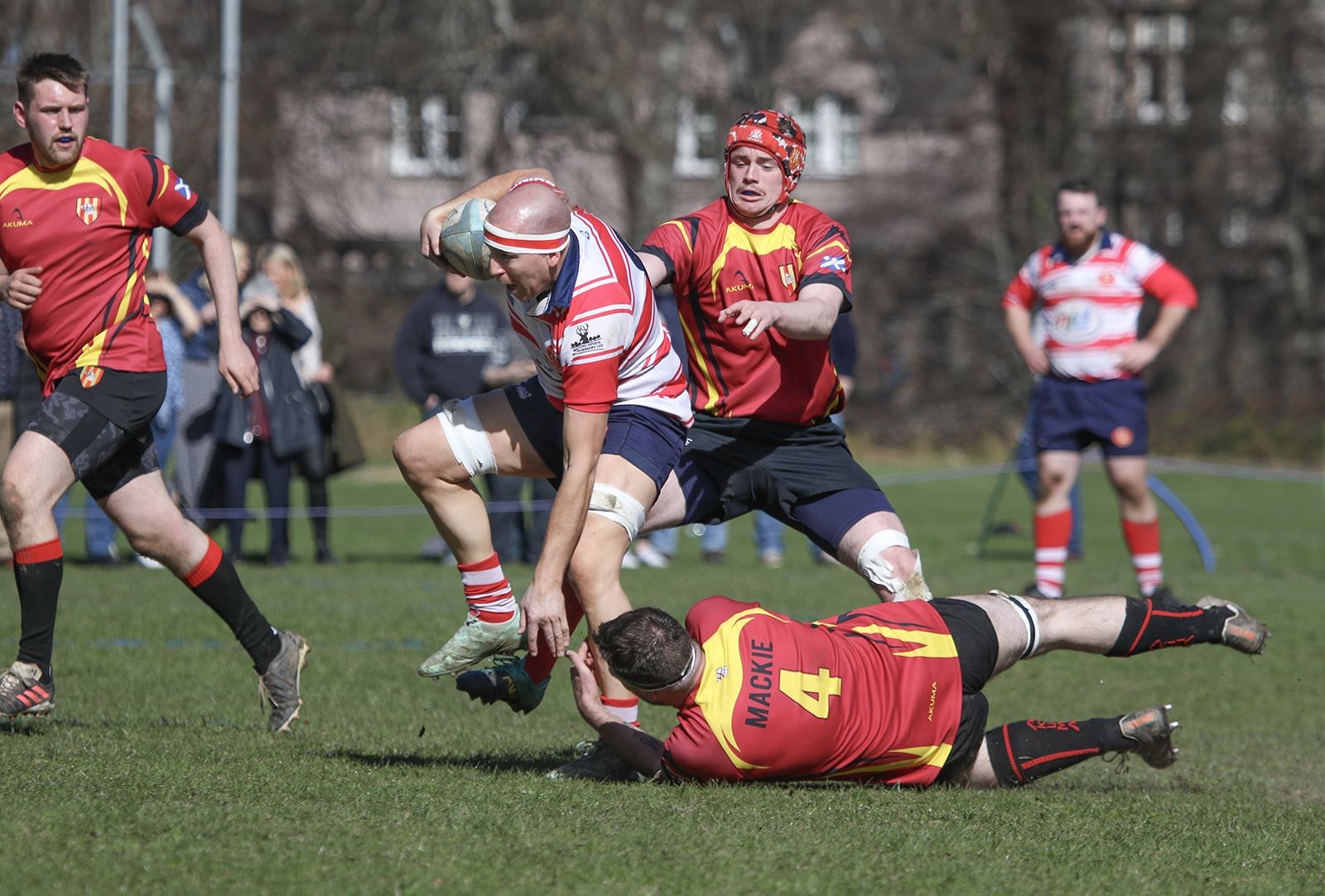 Lewis Small breaks tackle. Picture: John MacGregor
