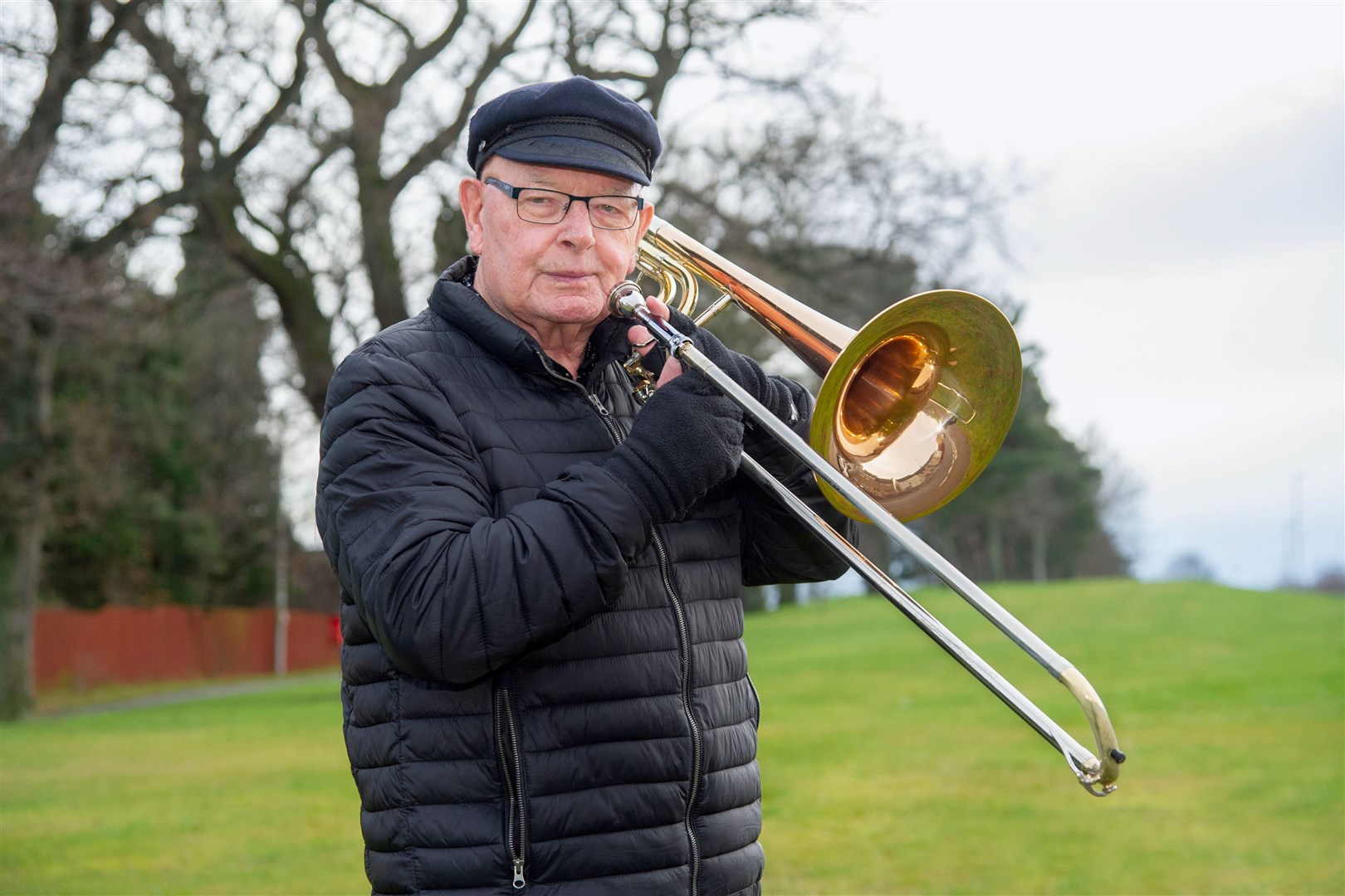 Elgin City Band trombonist John Marshall has been playing with the band for seventy years...Picture: Daniel Forsyth..