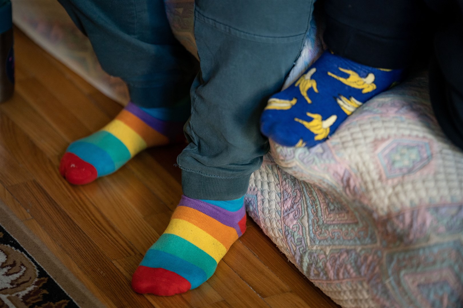 Rainbow socks worn by Jul Sirous (Aaron Chown/PA)