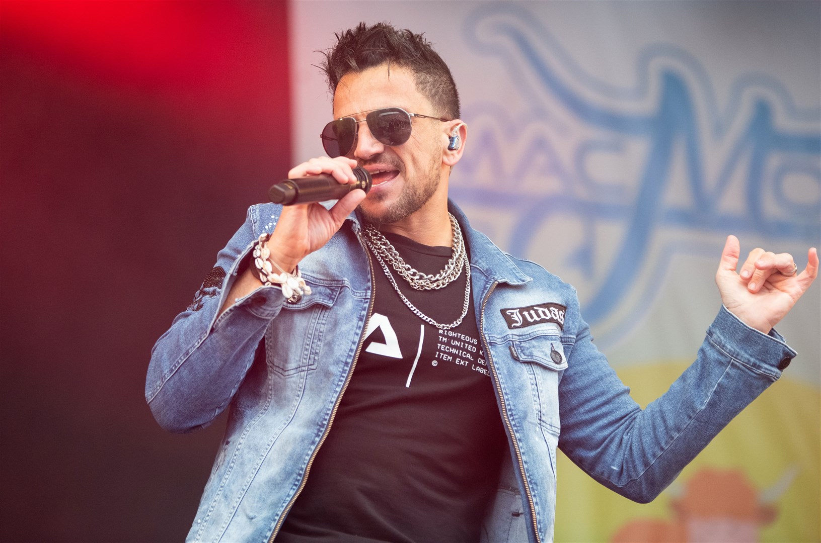Peter Andre on stage during his Saturday afternoon slot on the main stage.MacMoray Music Festival 2024, held at Cooper Park, Elgin. Picture: Daniel Forsyth.