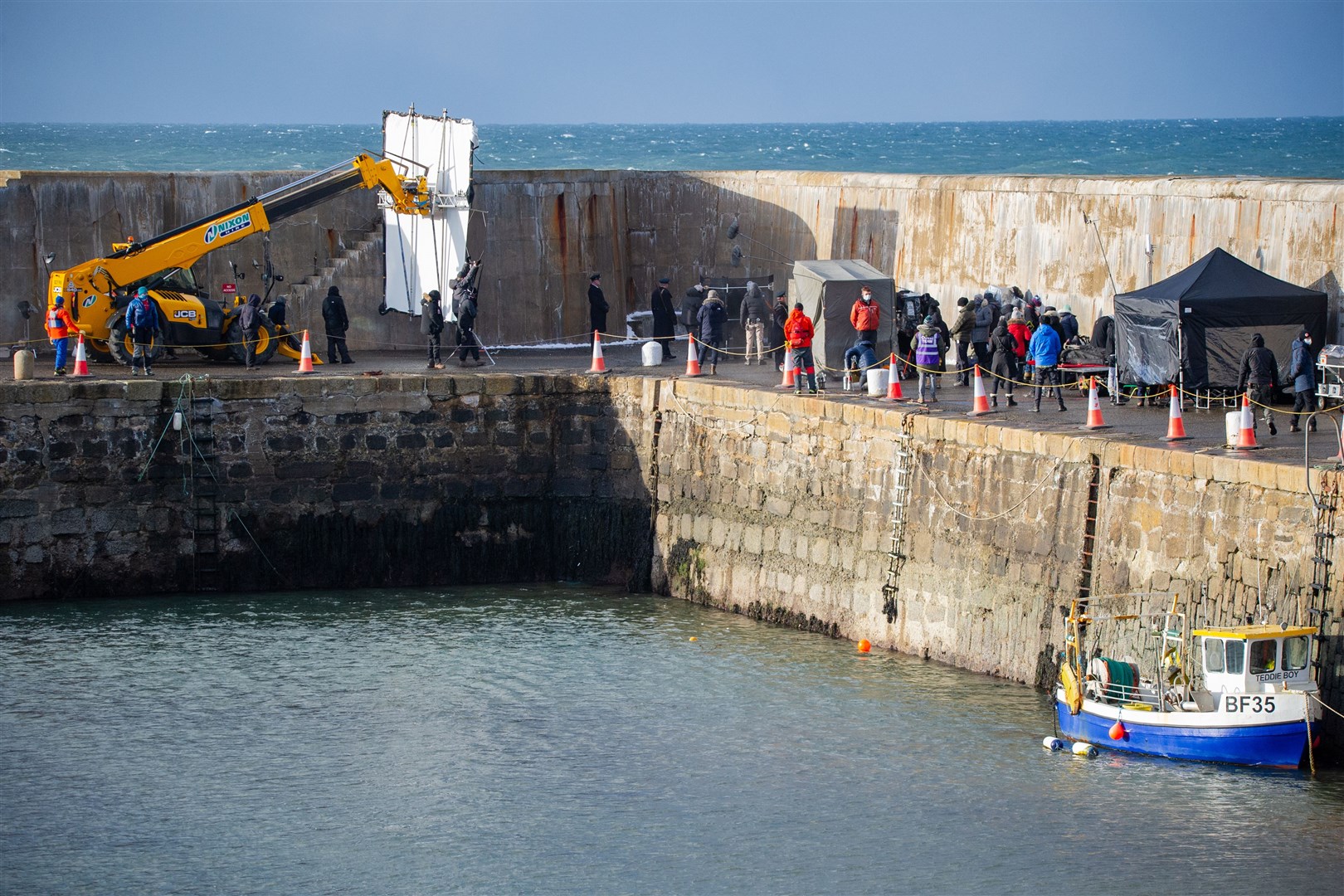 Monday afternoon filming last February took place on the harbour pier. Picture: Daniel Forsyth
