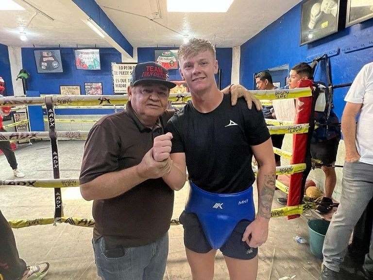 Fraser Wilkinson with famous boxing coach Chepo Reynoso in Mexico.