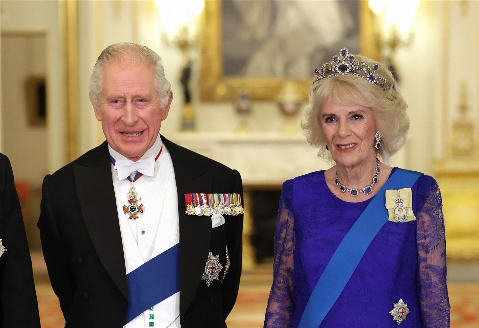 The King and the Queen Consort during the State Banquet this week (Chris Jackson/PA)