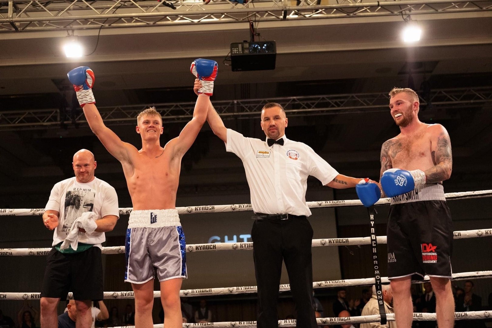 Wilkinson gets his arm raised after a unanimous points verdict in his favour.