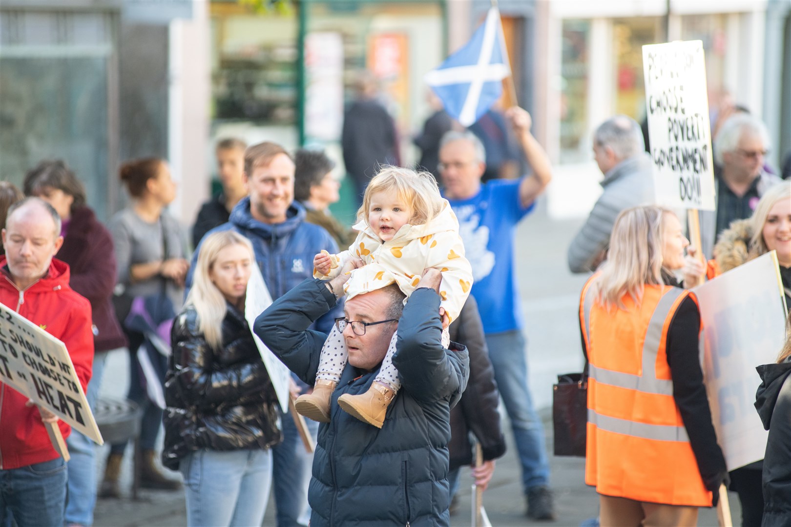 Chris Macpherson (centre) attended the protest with his daughter...Picture: Daniel Forsyth..