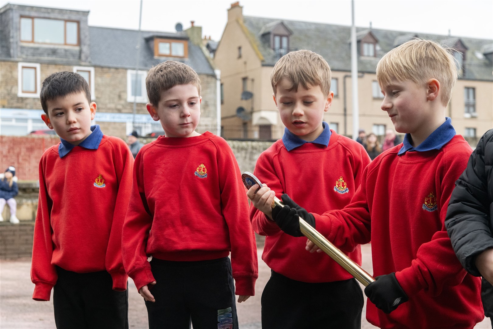 Some of the Boys' Brigade holding the King's Baton. ..Boys' Brigade 140th anniversary in Lossiemouth...Picture: Beth Taylor.