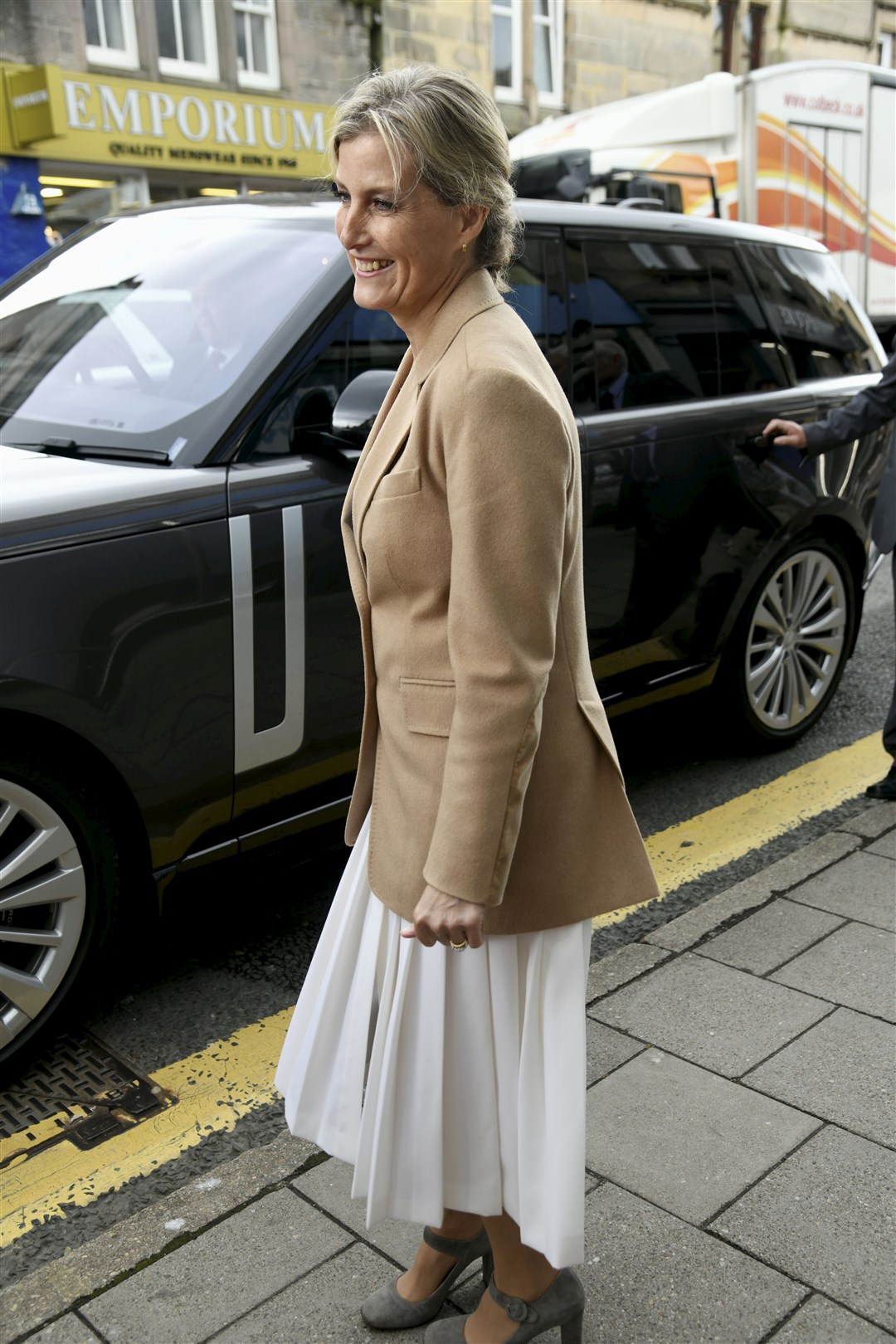 The Countess of Wessex and Forfar greeted onlookers outside Moray Food Plus. Picture: Beth Taylor