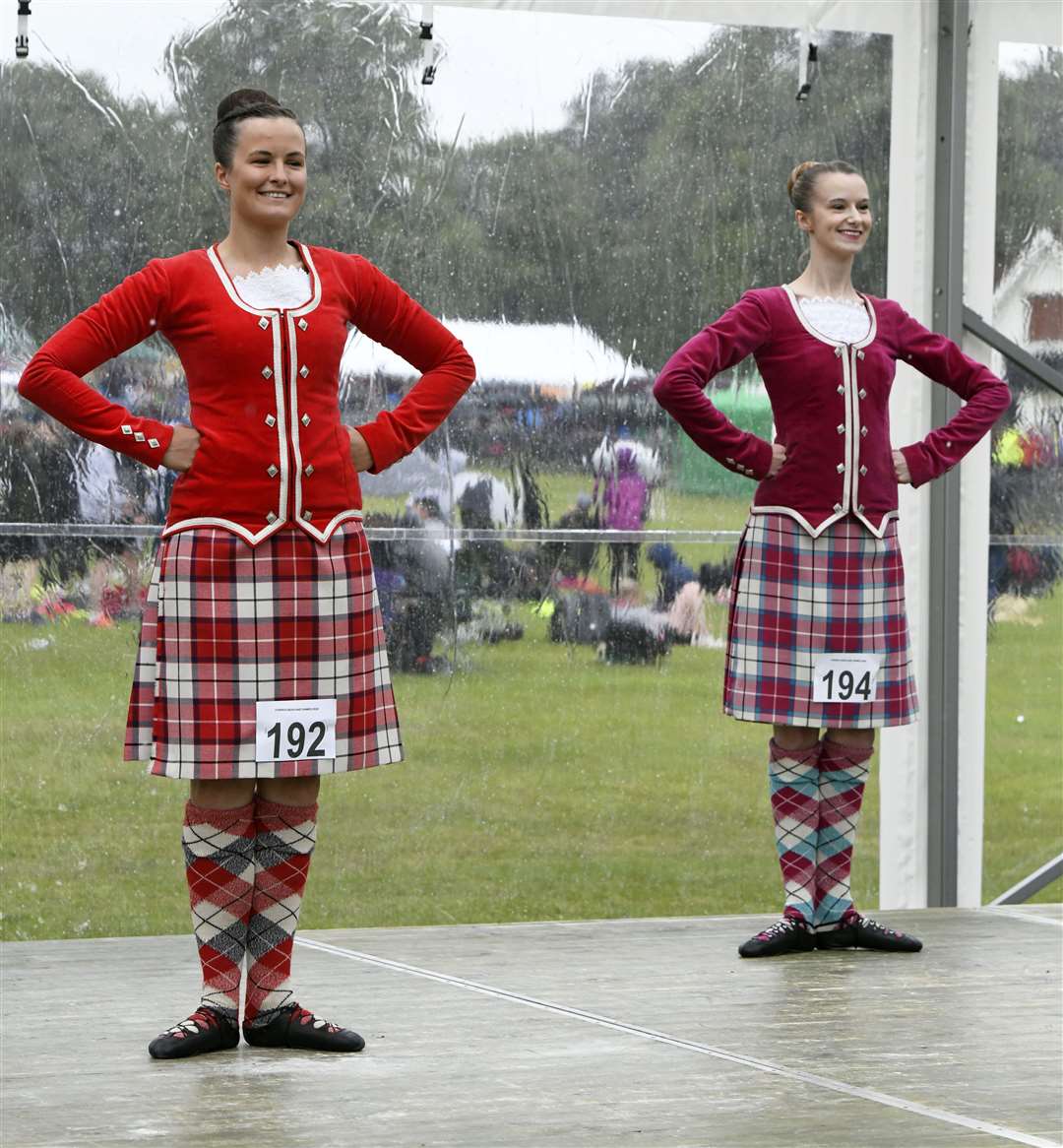 #192 Becky Dempster and #194 Catriona Dempster both from Huntly about to start their first choreography piece, The Highland Fling. ..Forres Highland Games 2022...Picture: Beth Taylor.