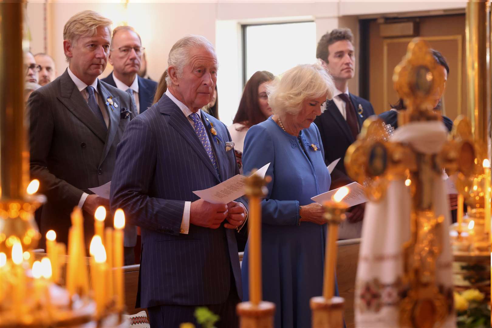 The Prince of Wales and Duchess of Cornwall during a service at the Ukrainian Community at the Blessed Virgin Ukrainian Orthodox Cathedral in Ottawa. Ian Vogler/Daily Mirror