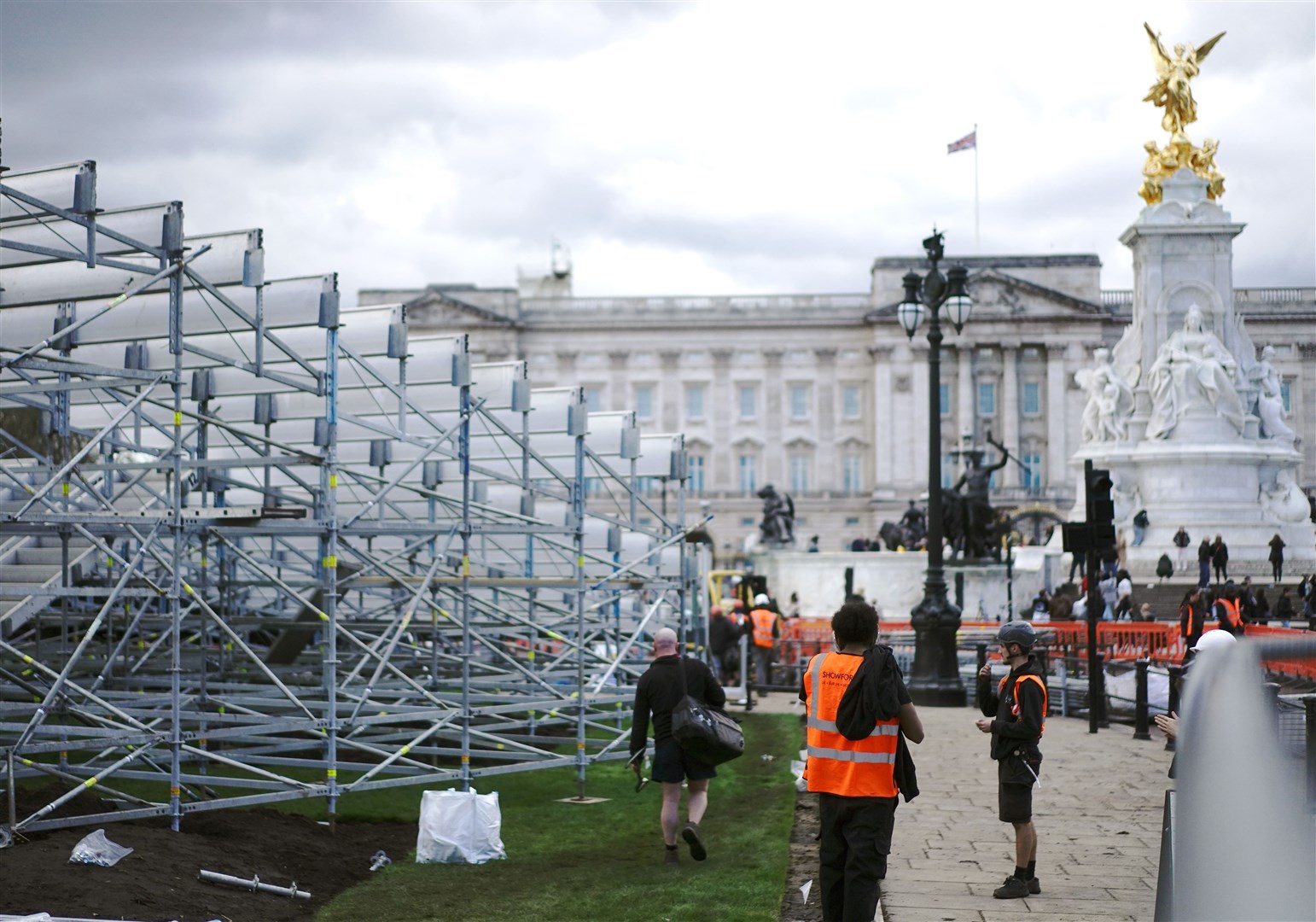 Seating being erected on The Mall (Victoria Jones/PA)
