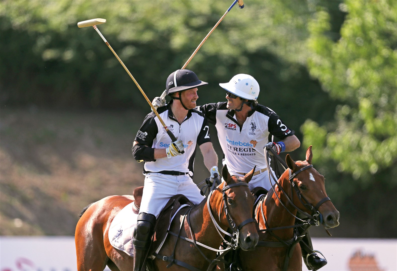 Harry (left) with Nacho Figueras during a Sentebale Polo Cup staged in Rome (Steve Parsons/PA)