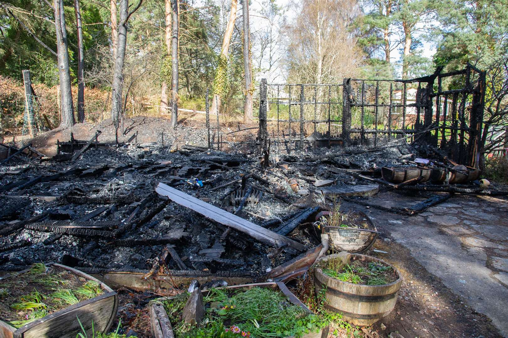 Fire damage at the Findhorn Foundation after the fire in April.