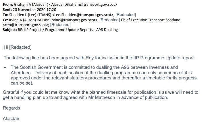 Transport Scotland chief executive Alasdair Graham confirms that the 2030 pledge has been dropped from the report.