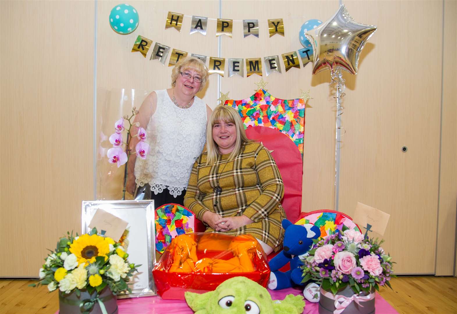 Pupil support assistant Anne Warrender (left) and senior nursery nurse Rhona Henderson retire from Keith Primary School...Picture: Becky Saunderson