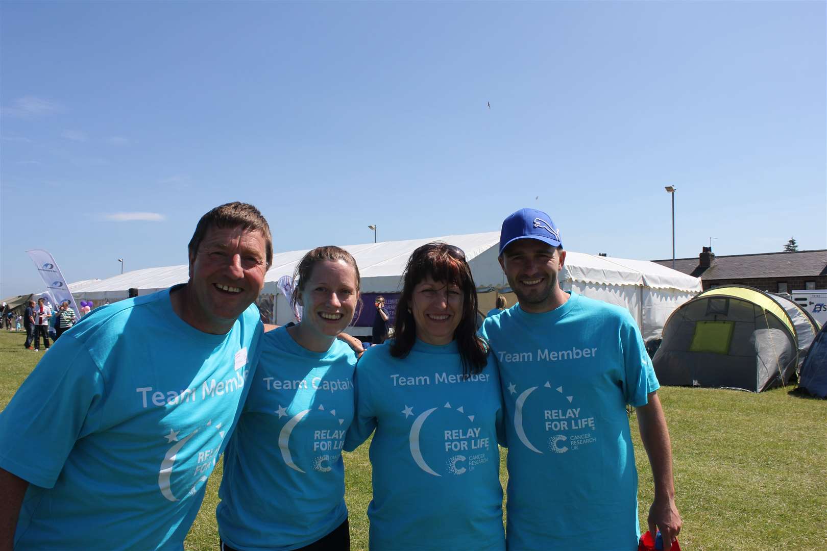 Angie Shearer, second left with dad Jim, mum Irene and brother Alan at a Relay for Life.