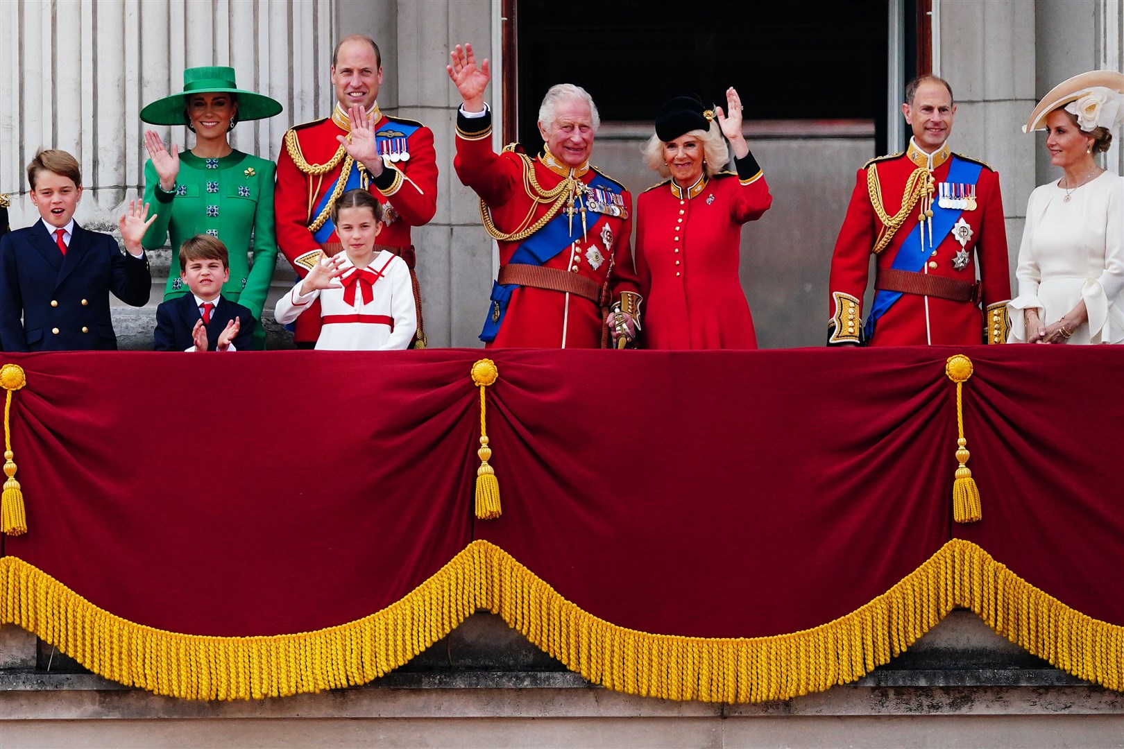 The royal family on the balcony after the Trooping the Colour ceremony (Victoria Jones/PA)