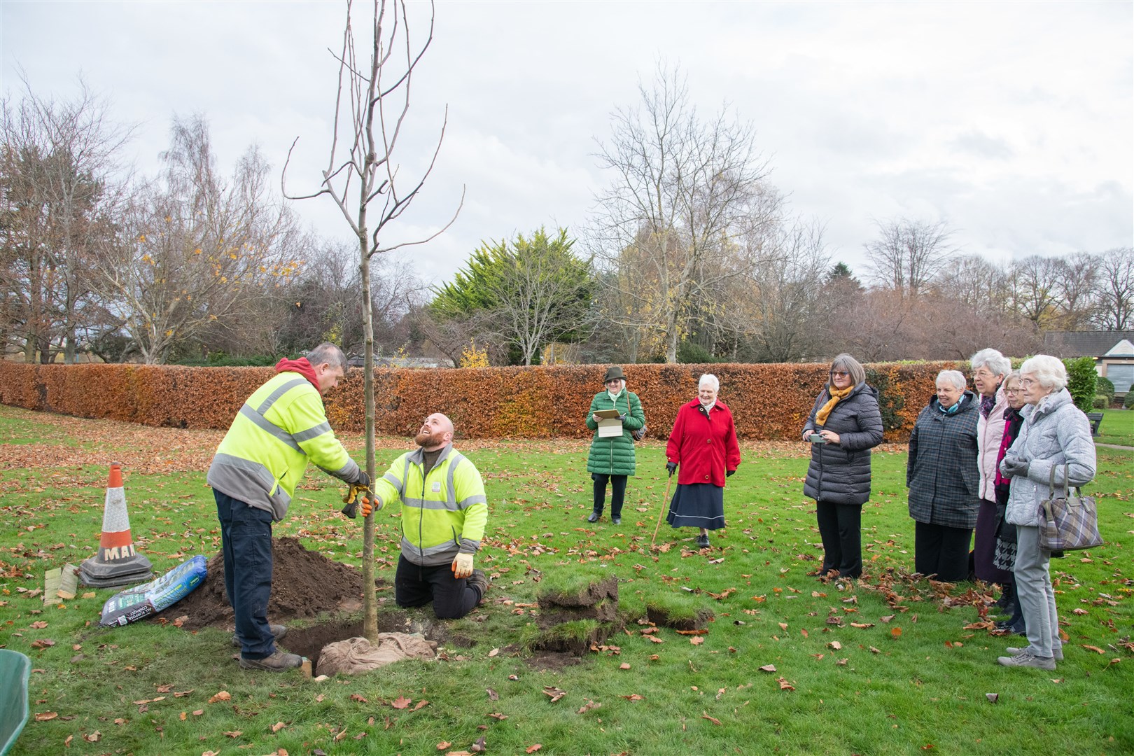 The Elgin Flower Club plant a walnut tree in Cooper Park as part of the Queen's Platinum Jubilee and to replace the Walnut tree that was blown down during Storm Arwen in November 2021...Picture: Daniel Forsyth..