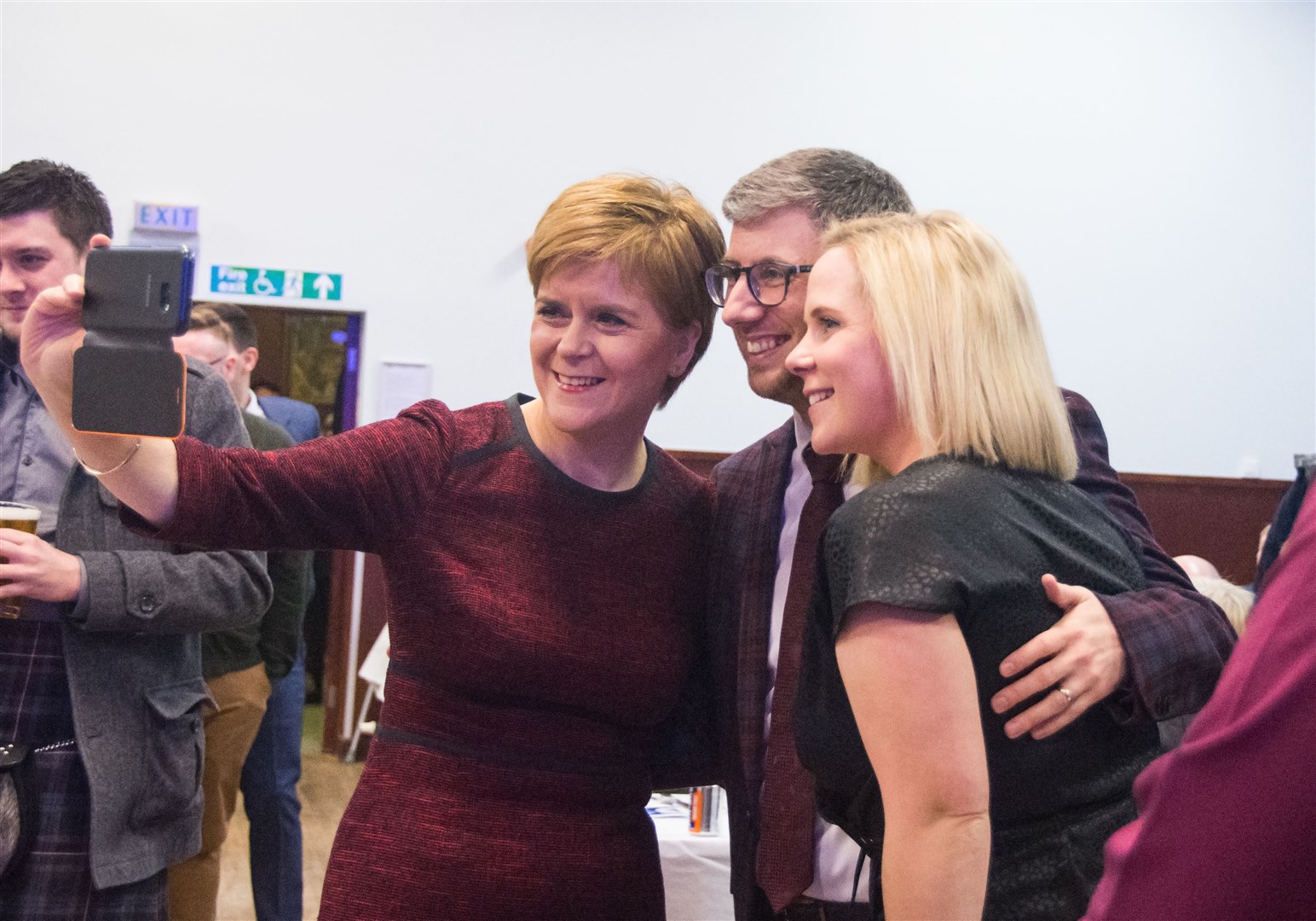 Former councillor Gary Coull and his wife, Joanna, with First Minister Nicola Sturgeon at Moray SNP's Burns Supper, at the Longmore Hall, Keith. Picture: Becky Saunderson.