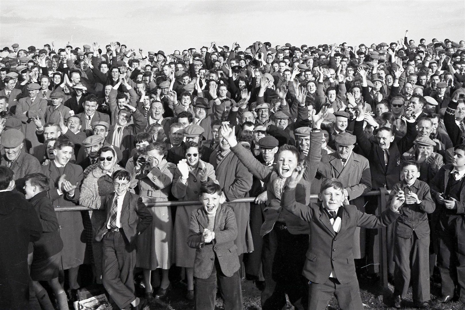 Some of the 11,207 fans who congregated inside Borough Briggs for the Scottish Cup visit of Celtic in 1960.